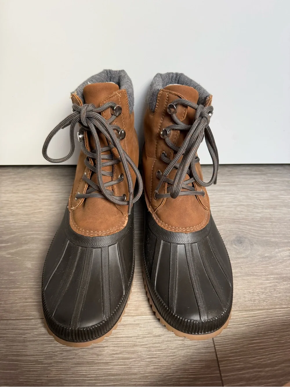 Womens Brown Waterproof Duck Boots - Lace-Up Outdoor Ankle Boots